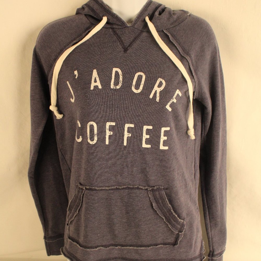 XS Sm Sweatshirt Hooded NEW Blue J'ADORE COFFEE